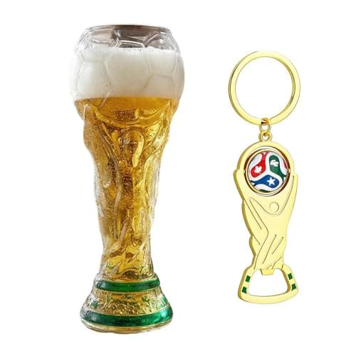 SWECOMZE World Cup 2026 Trophy Beer Glass, Premium Soccer Themed Beer Glasses for Men, Novelty World Cup Trophy Shape for Game Day Parties, Man Cave & Football Fan Gifts (16oz)