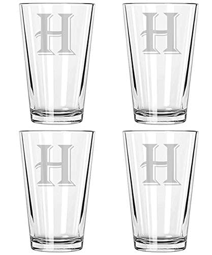alankathy mug Beer Glass Monogram Set of 4 (H)