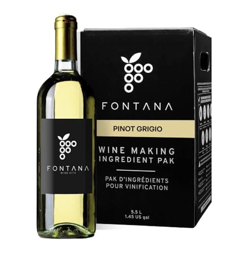 Fontana Italian Pinot Grigio Wine Kit Ingredients - 6 Gallon DIY Kit - Males 30 Bottles of Wine