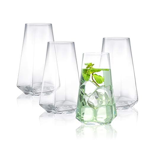 JoyJolt Infiniti Highball Glasses Set of 4 – 18Oz Cocktail Glasses – Glassware Drinking Set – Premium Crystal Glass – Modern and Practical Design – Drinking Glasses for Water, Cocktail, Beer, Juice
