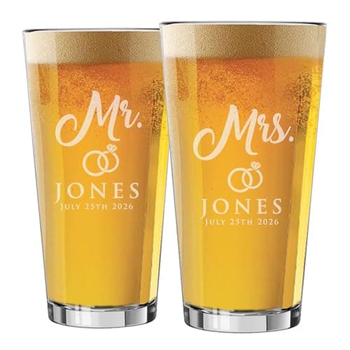 The Wedding Party Store Mr and Mrs Beer Pint Glasses