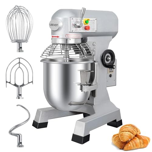 LEEVOT Commercial Food Mixer 15 Qt with 3-Speed Adjustment, 600W Commercial Mixer with Timer, Heavy Duty. Commercial Dough Mixer with Stainless Steel Bowl, Suitable for Bakeries and Pizzerias