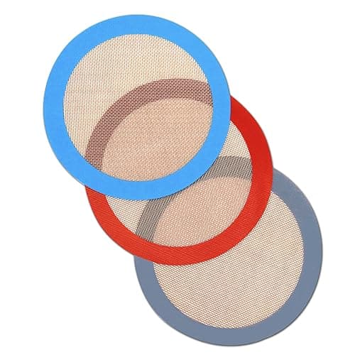 8 Inch Round Silicone Bakintg Mat, Set of 3 Reusable Silicone Baking Mats, Silicone Mat for 8 Inch Cake Pan, Silicone Mat for Baking Cake, Pizza, Pie, Bread, Macaron (Red, Blue, Grey)