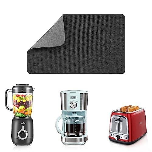 LOPNUR 12"x8" Small Appliance Slider, Appliance Sliders for Kitchen Appliances, 360° Rotating Sliding Tray for Coffee Maker, Heat Resistant Mat Cut to Fit Stand Mixer Air Fryer Microwave, Gray