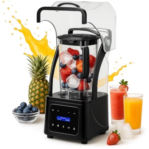 Professional Commercial Blender for Kitchen, Heavy Duty Quiet Shield, 2200W Motor, 6 Food Grade Blade, 60 Oz Pitcher, 5 in 1 Functions Countertop Blender for Ice Crush, Smoothies, Shakes, Spreads