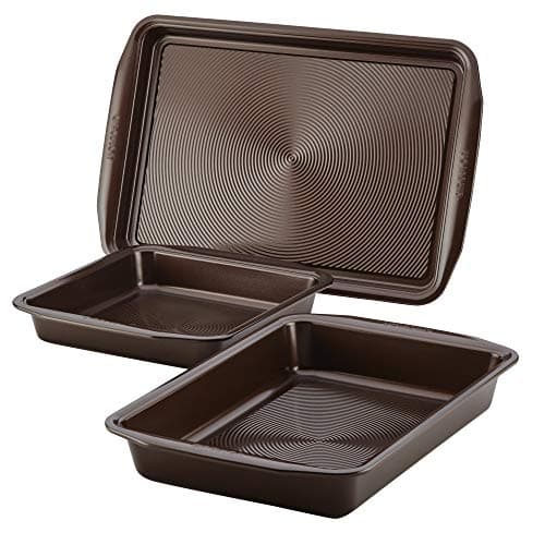 Circulon 47110 Nonstick Bakeware Set with Cookie and Cake Pans 3 Piece Chocolate
