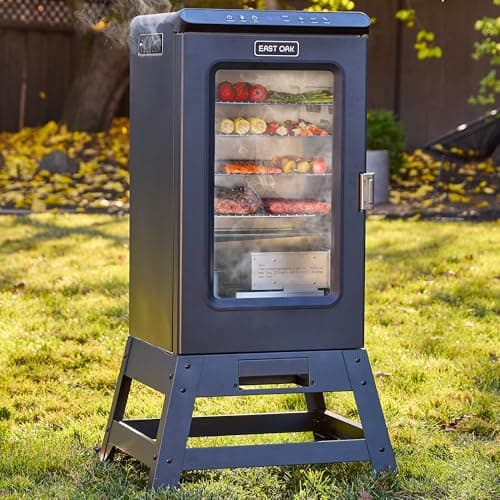 EAST OAK Ridgewood Pro 30" Electric Smoker Built-in Meat Probe & Elevated Stand for Outdoors Up to 6× Longer Smokes, Adjustable Side Chip Loader Smoke with 725 sq in Cooking Area, Night Blue