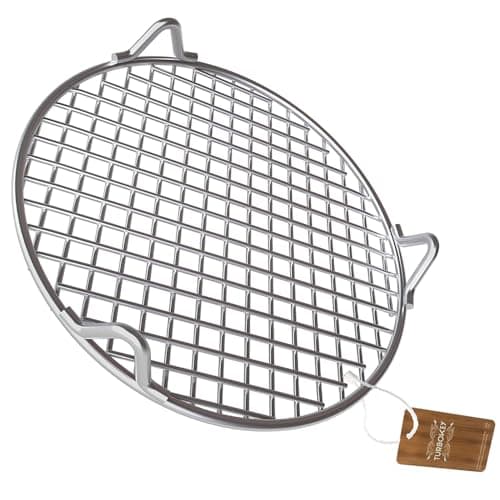 Turbokey BBQ Rack 304 Stainless Steel Rack with Legs 12 Inches Round Cooking Grate Carbon Baking Net Grill Pan Grate Multi-Purpose Straight Wire Rack Steaming Cooling Rack (305mm/12")