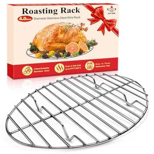 12inch Stainless Steel Roasting Rack, Oval Roasting Rack for Oven Rack with Baking, Cooking, Grilling, Drying in Kitchen, Gifts for Mom Dad Wife Men in Christmas Day