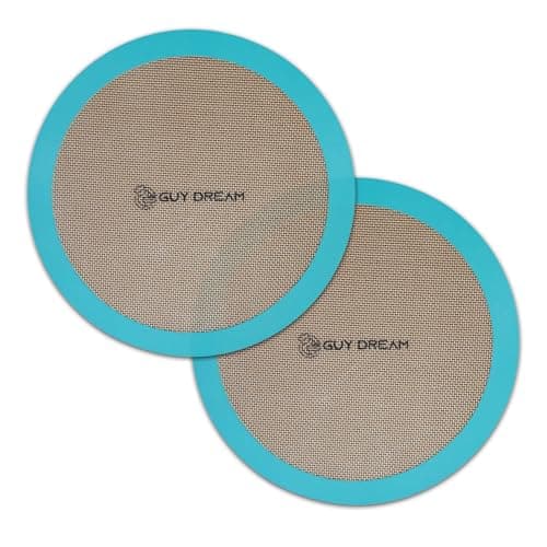 GUYDREMAT 12-Inch Silicone Baking Round Mats Set of 2 - Non-Stick, Heatproof Up to 480°F, Flexible for Large Pizza, Cakes, Pastries, Bread, Stackable Storage, Fits Toaster Ovens