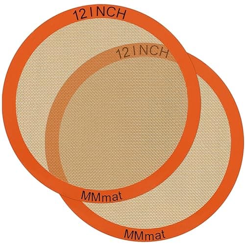 MMmat Silicone Baking Mats Set of 2 Round Non-Stick Reusable Air Fryer Linner - Best German Silicone - 12 inch