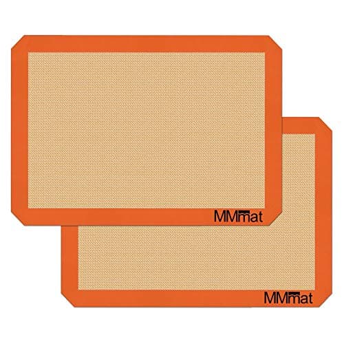 MMmat Silicone Baking Mat - Best German Silicone - Non Slip Silicone Baking Sheet, Non Stick Reusable Silicone Mats for Baking, Oven Liner, Counter Mat - Half Sheet Baking Mat, Set of 2
