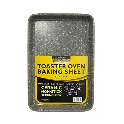 casaWare 9.75 x 6.62 x 0.75-Inch (Exterior) Toaster Oven Ultimate Series Commercial Weight Ceramic Non-Stick Coating Baking Pan (Silver Granite)