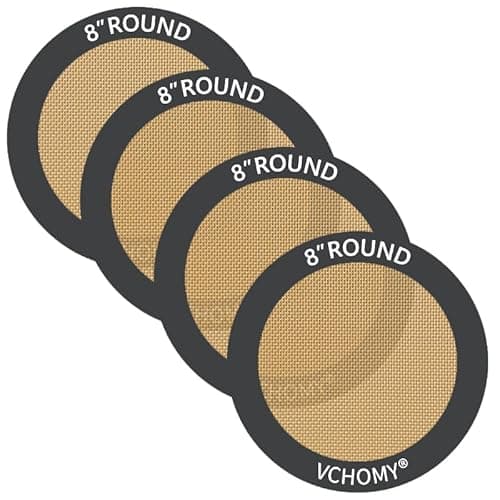 Silicone Baking Mats, Set of 4, Round dia 8 Inch, Non Stick, BPA Free, Baking Sheet Pan Liner for Cake,Pizza,Cookies,Macaron,Bread,Pastry,Toaster (Gray, Round-dia 8 inch)