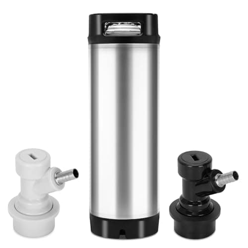 Corny Keg 5 Gallon Keg Made of Stainless Steel with Double Rubber Grips, 5 Gallon Beer Kegs for Home Brewing,5 Gallon Ball Lock Keg with Two Quick Release Fittings, Cold Brew Keg Available for Party