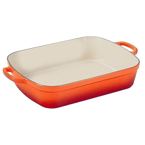 Le Creuset Signature Cast Iron Rectangular Roaster, 7.0-Quart, Flame