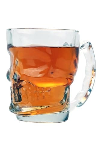 Pacific Giftware Novelty Glass Skull Face Drinking Mug 13oz Beer Juice Water Drinking Glasses