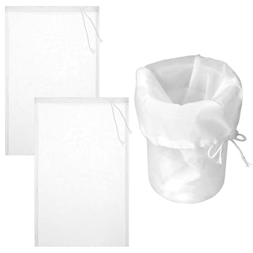 Bewudy 3 Pack Brew Bags, 12.2" x 7.87" Extra Large Reusable Fine Mesh Bag with Adjustable Drawstring, for Home Brewing Hops Grains Fruit Wine Beer Making Brew in a Bag Supplies(12.2" x 7.87")