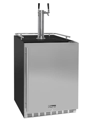 Kegco Kegerator 24" Wide Dual Tap Black/Stainless Steel Undercounter Beer Dispenser HK38BSU-2