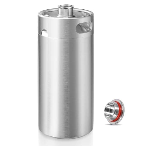 128oz Mini Keg Growler, Stainless Steel Mini Beer Keg, Silver Carbonated Beer Growler Mini Kegerator with Seal Knob Cover & Beer Hose, Portable Beer Keg Growler for Home Brewing