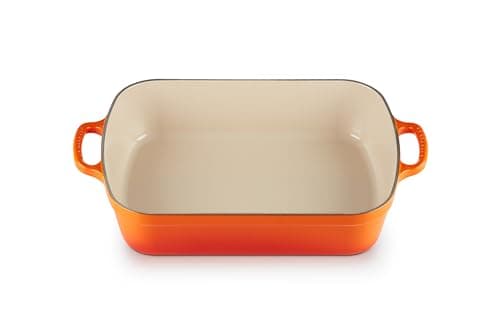 Le Creuset Enameled Cast Iron Signature Rectangular Roaster, 5.25 qt. (9.8" x 13"), Flame