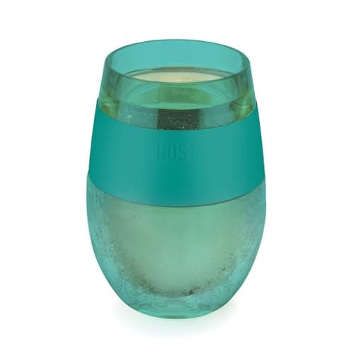 HOST Cooling Cup, Set of 1 Double Wall Insulated Freezable Drink Chilling Tumbler with Freezing Gel, Glasses for Red and White Wine, 8.5 oz, Translucent Green