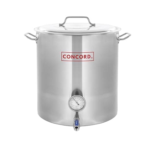 CONCORD Stainless Steel Home Brew Kettle Stock Pot (Weldless Fittings) (40 QT/ 10 Gal)