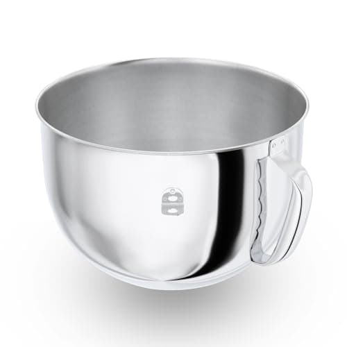 6QT Stainless Steel Mixer Bowl for Kitchenaid Stand Mixers, Kitchen Aid Mixing Replacement Bowl for 6QT Lift Mixer with Handle, Dishwasher safe