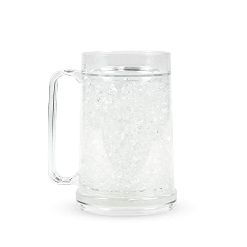 Simply Green Solutions - Clear Mug, Frozen Mugs for Freezer, Double Walled Beer Mug, Freeze Cups for Drinks, Insulated Plastic Mugs with Handles, 16 Oz Capacity