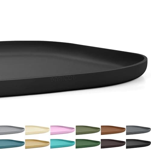 SMILOOL Small Silicone Pet Food Mat with Raised Edge for Food and Water Bowl, Square Dog Feeding Mats, Cat Food Trays for Floor Waterproof, Rubber Tray for Dogs and Cats, 12 x 12 x 0.7 Black