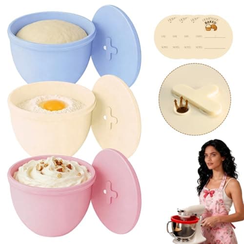 Jorivel 3 Pack Multicolor Silicone Liners with Lids for KitchenAid Tilt-Head 7 Qt Mixers, Kitchen Helper Silicone Liners for Baking and Cooking, Mixer Parts & Accessories, Not for Bowl-Lift Models