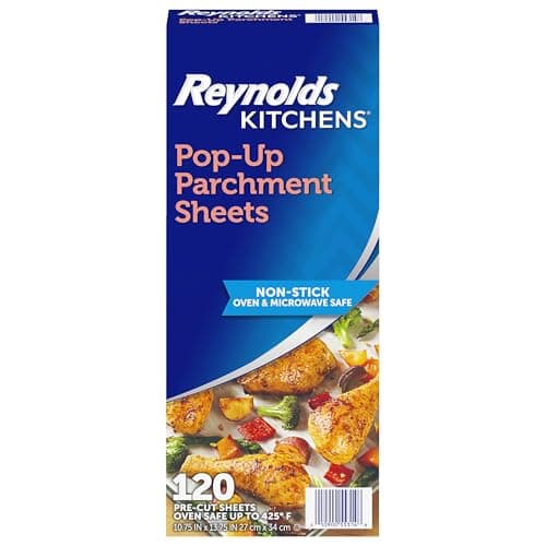 Reynolds Kitchens Pop-Up Parchment Paper Sheets, 10.7x13.75 Inch, 120 Sheets