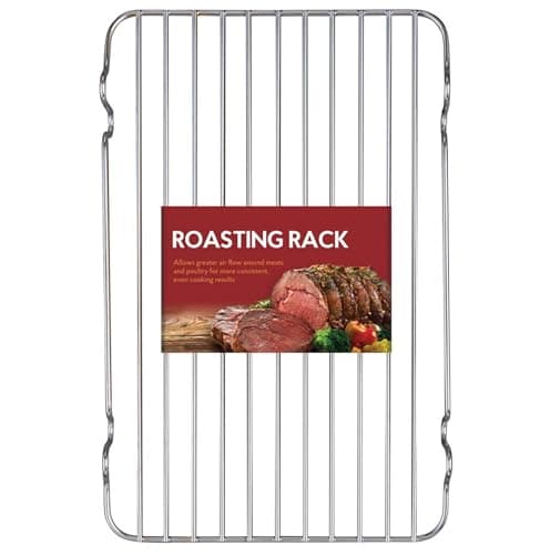 HIC Kitchen Roasting Baking Broiler Rack, Chrome-Plated Steel, Holds Smaller Food Securely, 12 x 7.75 x 1.5-Inches