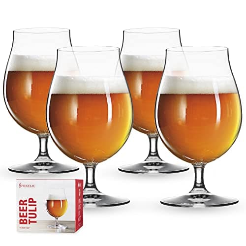 Spiegelau Classic Tulip Beer Glasses, Crystal Clear Drinking Glasses for Belgian Ales, IPA Beers, Cocktails, Gifts for Men, Game Night, Happy Hour, Home Bar, Kitchen Glassware, 15.5 oz, Set of 4