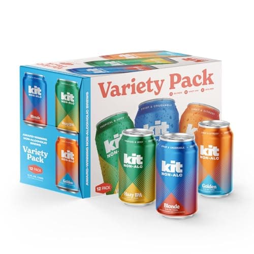 Kit Non-Alc - Non-Alcoholic Craft Beer – Variety 12pk Cans, Blonde, Hazy, Golden, 12 FL OZ, 4 Simple Ingredients – Gluten-Removed, Vegan Friendly, Dairy Free (Variety Pack)