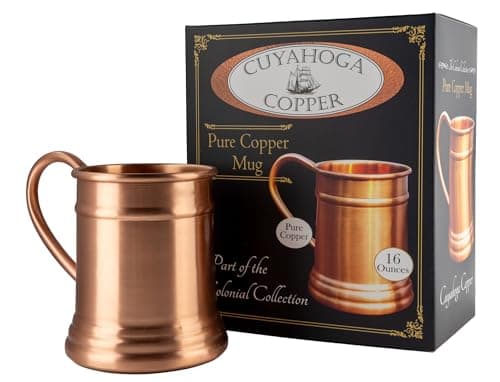 Amrules Moscow Mule Mugs Set of 4, 16 OZ Hammered Copper Cups with 304 Stainless Steel Lining and Gold Brass Handles, for Cold Drinks, Beer, Wine, Bars, Parties