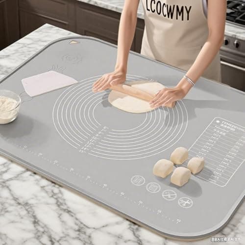 LCOCWMYS Silicone Baking Mat 25"L x 18"W Silicone Baking Mat with Raised Lip, Ideal for Making Pastries, Bread, Cookies, Pizza, Fondant, Pasta