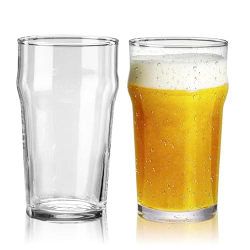 GATWOEST 20 oz Beer Glasses Set of 2- Easy to Stack & Lead-Free Classic British Pint Glasses Large Pub Craft Beer Glass for IPA, Pilsner,Clear Tall Glass Cups Great Beer Gifts for Men-Dishwasher Safe