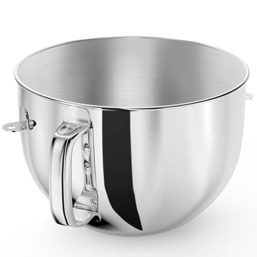 6QT Stainless Steel Mixer Bowl for Kitchenaid Stand Mixers, Kitchen Aid Mixing Bowl for 6QT Lift Mixer with Handle