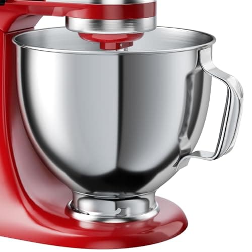 5 QT Food-Grade Stainless Steel Mixer Bowl Compatible With KITCHENAID TILT-HEAD STAND MIXERS 4.5-5 Quart, with Anti-slip handle & Prominent Clasp, Stainless Steel Polished