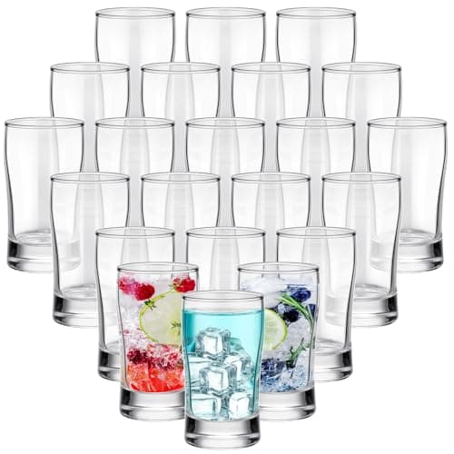 Bokon 24 Pcs Beer Glasses, Small Juice Glasses Cups Iced Tea Glasses Heavy Base Glassware Clear Glass Bulk Tumblers for Drinking Water Beer Milk Orange Juice Kids Breakfast (5 oz)