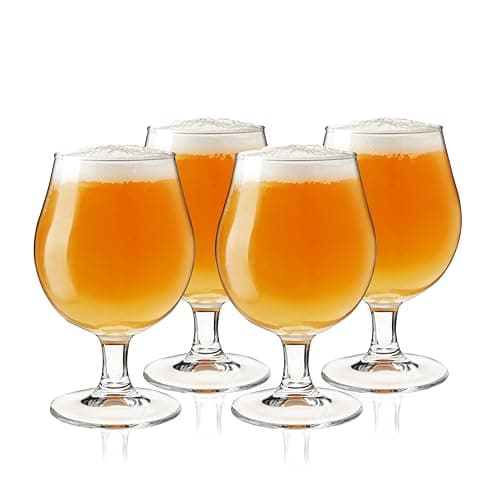 Libbey Entertaining Essentials Belgian Beer Glasses, 13 oz, Craft Beer Glasses Set of 6 for Belgian Ales, Unique Tulip Beer Glass Set for Entertaining