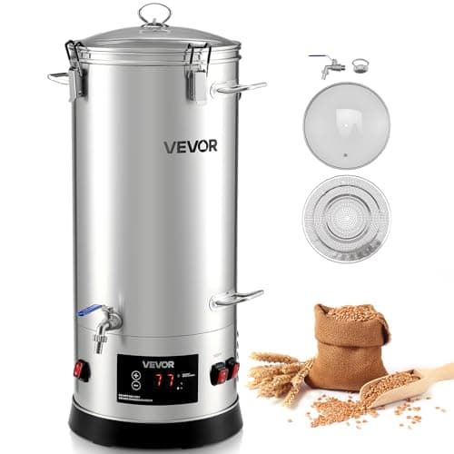 VEVOR Beer Brewing Equipment, 8 Gal/30L 304 Stainless Steel Home Beer Brewer,1500W All-in-One Home Brewing Kit with Tall strainer, Integrated Inner Barrel & Reinforced Handle