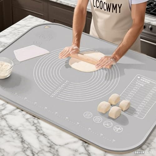 LCOCWMYS Silicone Baking Mat 31"L x 24"W Silicone Baking Mat with Raised Lip, Ideal for Making Pastries, Bread, Cookies, Pizza, Fondant, Pasta