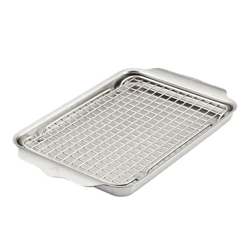 Hestan Provisions OvenBond – 9" x 12.5" Tri-ply Clad Stainless Steel Quarter Sheet Pan with Rack