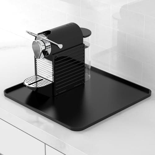 Garolue Silicone Coffee Mat,16"×16" Waterproof Heat Resistant Bar Mat for Espresso Machine Station Accessories,Non Slip Dish Drying Mat for Kitchen Counter,Home Decor Essentials,Black