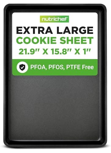 NutriChef Nonstick XL Cookie Sheet Baking Pan - Extra Large 22 Inch x 16 Inch with Raised Edges, Thick Carbon Steel Oven Baking Sheet for Jelly Rolls, Cookies, Cakes, & Pastries - Black