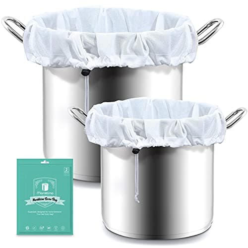 Monkkino Brew Bags, 2pcs Brew In A Bag, Reusable Wine Straining Bag for Homebrewing, Fine Mesh Bag for Boiling, Durable Mesh Strainer Bag, 22×26 & 16x18