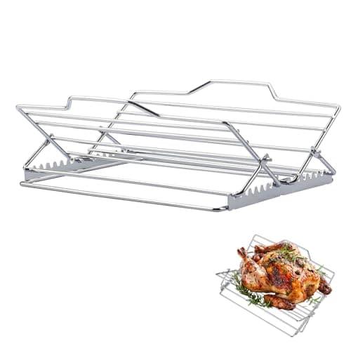 Adjustable Roasting Rack for 9x13 Pan, Stainless Steel Turkey Rack Insert - Fits Oven, Smoker & Grill, Dishwasher Safe Non-Stick