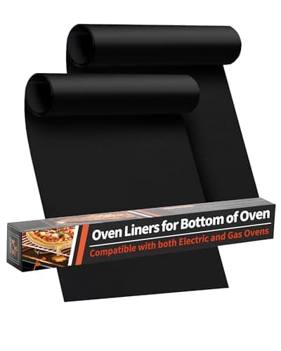 Oven Liners for Bottom of Oven - 2 Pack Large Heavy Duty Oven Mats, 17"x 25" Reusable Matt Liner for Electric, Gas, Toaster Ovens & Grills, BPA & PFOA Free, Kitchen Essentials, Black